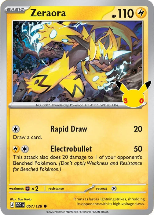 Zeraora (057/128) [Mega Evolution: 30th Celebration] - for just $0.10! 