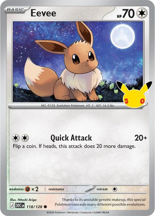Eevee (118/128) [Mega Evolution: 30th Celebration] - for just $0.10! 