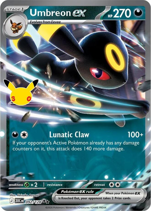 Umbreon ex (092/128) [Mega Evolution: 30th Celebration] - for just $0.10! 