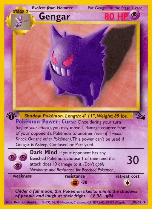 Gengar (20/62) [Fossil 1st Edition] - for just $8.20! 
