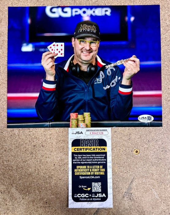 Poker Champion Phil Hellmuth “The Poker Brat” Autograph 8X10 Signed With JSA COA - for just $75! 