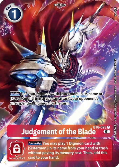 Judgement of the Blade [BT6-093] (Premium Deck Set) [Double Diamond Promos] - Just $0.09! Shop now at Retro Gaming of Denver