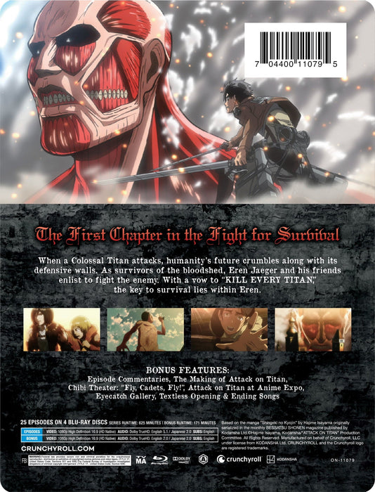 Attack on Titan: Season 1 - Limited Edition Steelbook (Blu-ray) - for just $69.99! 