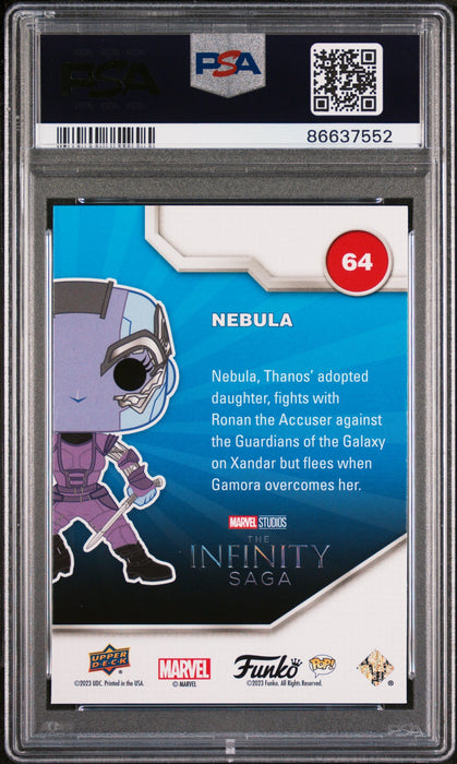 2023 UPPER DECK FUNKO POP MARVEL  NEBULA PLATINUM #64  PSA 10 - for just $54! 