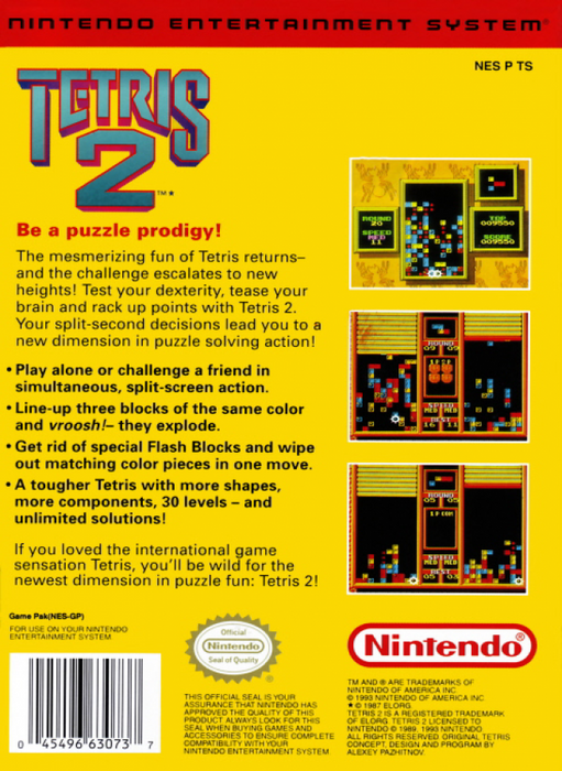 Tetris 2 – Nintendo Entertainment System (NES) - for just $8.99! 