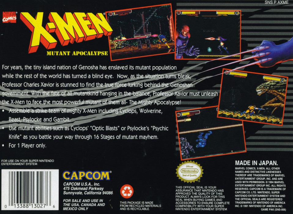 X-Men Mutant Apocalypse – Super Nintendo Entertainment System (SNES) - for just $27.99! 
