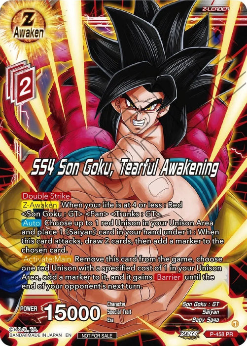 SS4 Son Goku, Tearful Awakening (Z03 Dash Pack) (P-458) [Promotion Cards] - for just $0.20! 