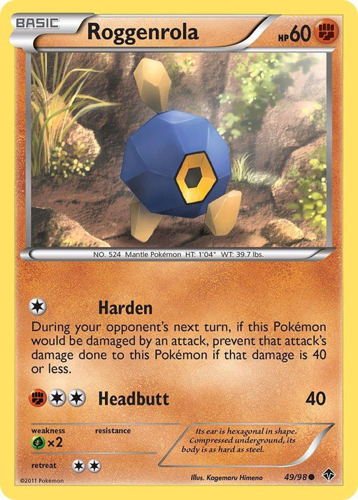 Roggenrola (49/98) (Cracked Ice Holo) (Blister Exclusive) [Black & White: Emerging Powers] - for just $3.25! 