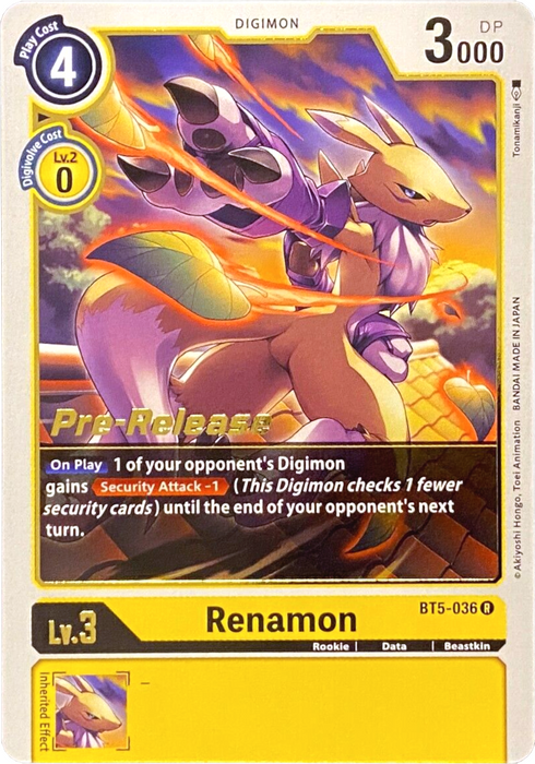 Renamon [BT5-036] [Battle of Omni Pre-Release Promos] - Just $0.30! Shop now at Retro Gaming of Denver