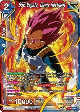 SSG Vegeta, Divine Restraint (Unison Warrior Series Boost Tournament Pack Vol. 7) (P-376) [Tournament Promotion Cards] - for just $2.40! 