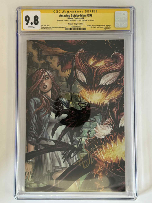 [Double Signed by Tyler Kirkham | Stan Lee] Amazing Spider-Man #799 CGC 9.8 Yellow Label Exclusive Virgin Var - for just $999.99! 