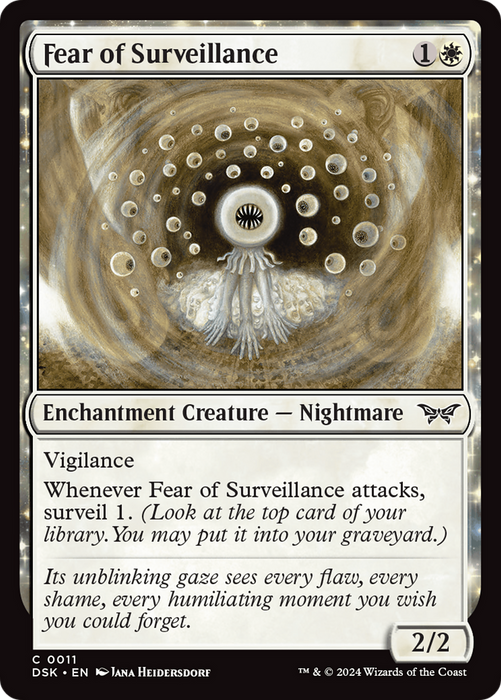 Fear of Surveillance (DSK-011) - Duskmourn: House of Horror: (enchantment) - for just $0.02! 