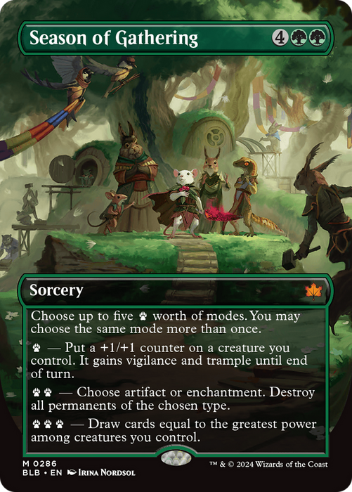 Season of Gathering (BLB-286) - Bloomburrow: (Showcase) (Borderless) - for just $2.20! 