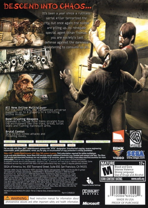 Condemned 2 Bloodshot – Xbox 360 (X360) - for just $17.99! 