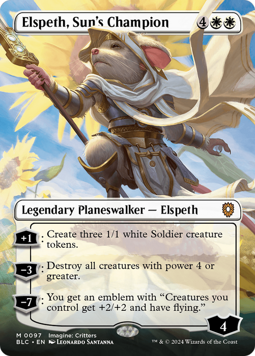Elspeth, Sun's Champion (BLC-097) - Bloomburrow Commander (Borderless) - for just $0.79! 