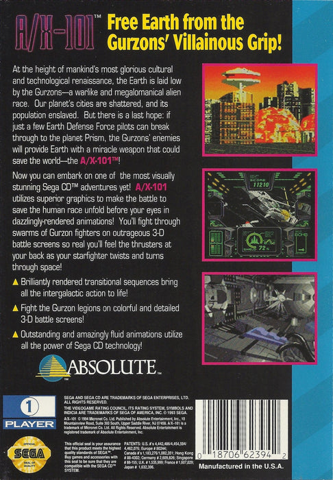 A/X-101 – Sega CD (SCD) - for just $41.99! 