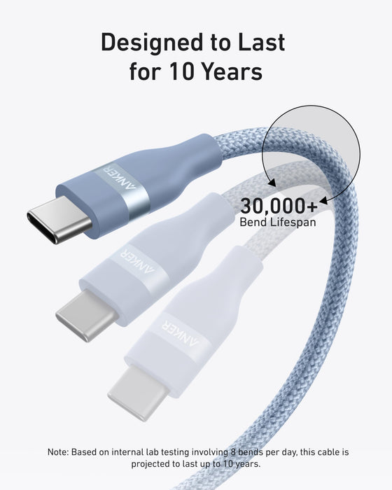Anker USB-C to USB-C Cable (3 ft / 6 ft, 240W, Upcycled-Braided) - for just $19.99! 