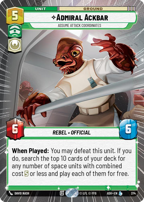 Admiral Ackbar - Assume Attack Coordinates (374) (Hyperspace) (374) [Ashes of the Empire] - for just $3.40! 