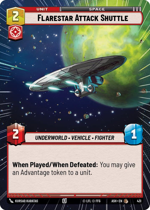 Flarestar Attack Shuttle (431) (Hyperspace) (431) [Ashes of the Empire] - for just $0.10! 