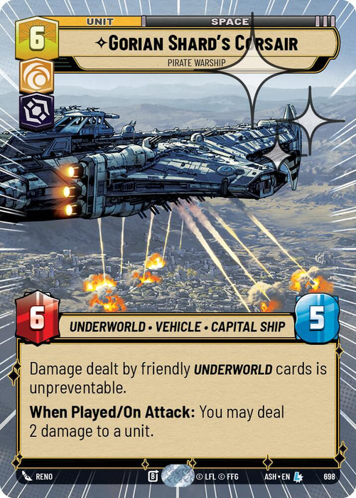 Gorian Shard's Corsair - Pirate Warship (698) (Hyperspace Foil) (698) [Ashes of the Empire] - for just $2.30! 