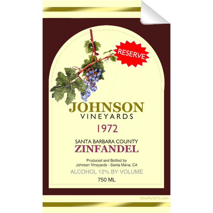 Johnson Vineyards Zinfandel Single Self Adhesive Label - License and Royalty Free for Film Use - for just $3! 
