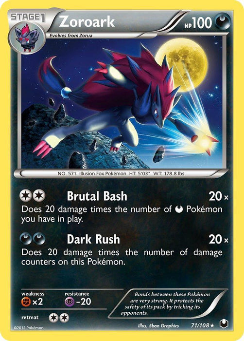 Zoroark (71/108) (Cracked Ice Holo) (Theme Deck Exclusive) [Black & White: Dark Explorers] - for just $4.05! 