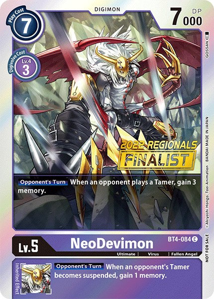 NeoDevimon [BT4-084] (2022 Championship Online Regional) (Online Finalist) [Great Legend Promos] - Just $1.30! Shop now at Retro Gaming of Denver