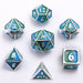 Solid Metal Mini Behemoth Dice set - Silver with Green Blue - for just $29.99! 