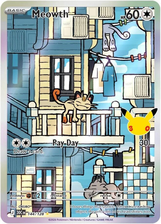 Meowth (144/128) [Mega Evolution: 30th Celebration] - for just $4.05! 