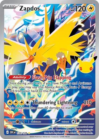 Zapdos (133/128) [Mega Evolution: 30th Celebration] - for just $2.75! 