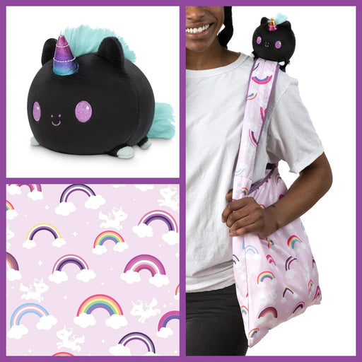 TeeTurtle Plushie Tote Bag: Rainbow Pride Black Unicorn - for just $20! 