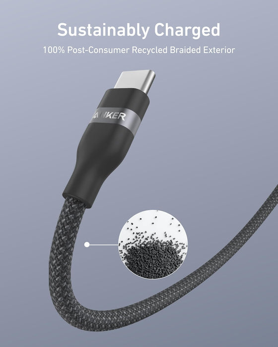 Anker USB-C to USB-C Cable (3 ft / 6 ft, 240W, Upcycled-Braided) - for just $19.99! 