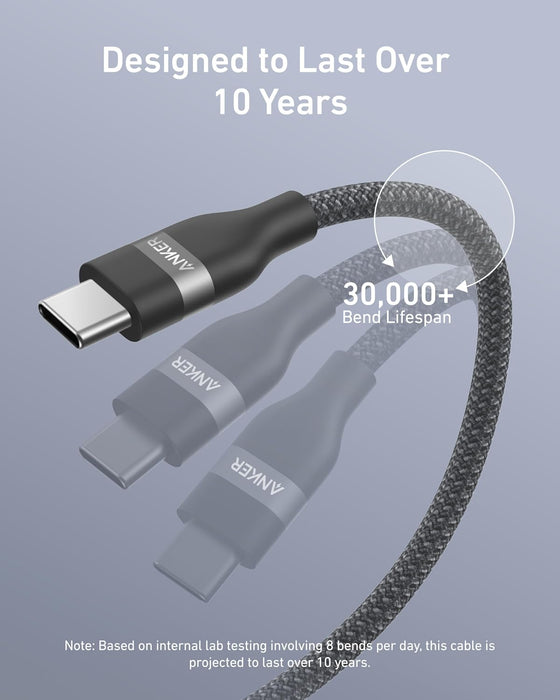 Anker USB-C to USB-C Cable (3 ft / 6 ft, 240W, Upcycled-Braided) - for just $19.99! 