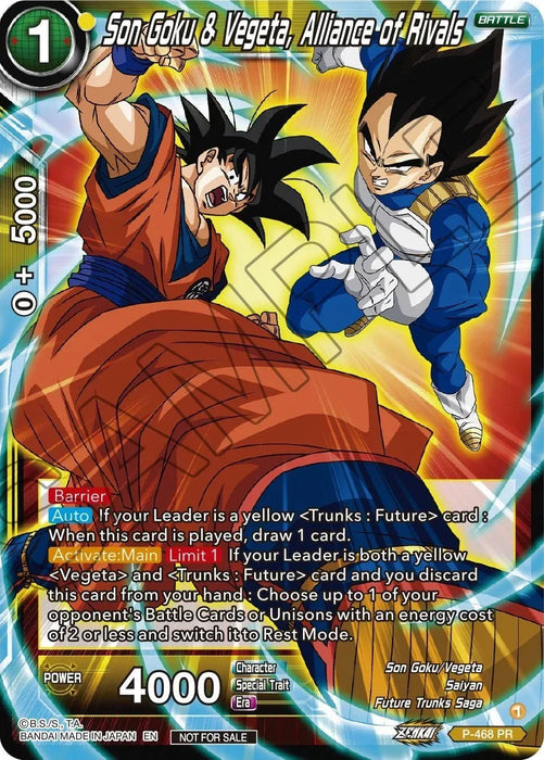 Son Goku & Vegeta, Alliance of Rivals (Z03 Dash Pack) (P-468) [Promotion Cards] - for just $0.20! 
