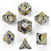 Solid Metal Fighter Class RPG Dice Set - Silver/Yellow/Black - for just $39.99! 