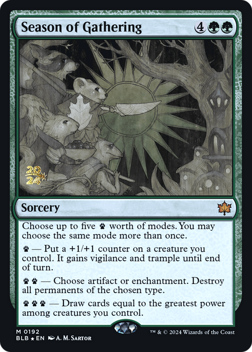 Season of Gathering (PRE-192) - Bloomburrow Promos Foil - for just $1.85! 