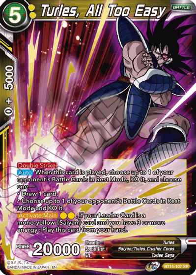 Turles, All Too Easy (BT15-107) [Saiyan Showdown] - for just $0.10! 