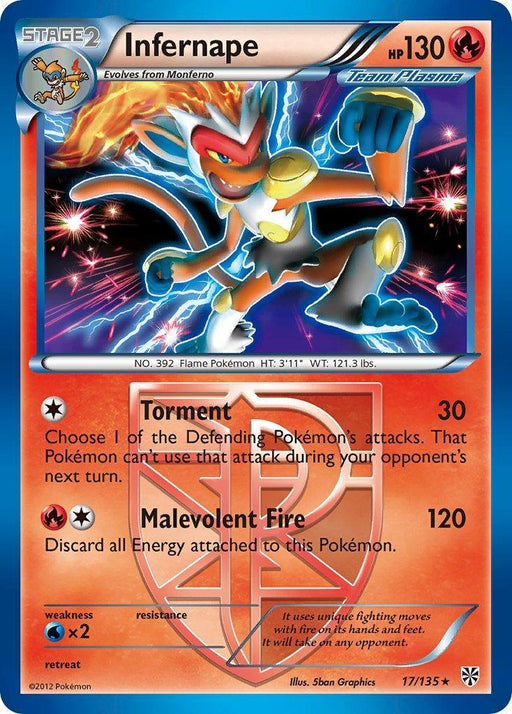 Infernape (17/135) (Theme Deck Exclusive) [Black & White: Plasma Storm] - for just $0.40! 