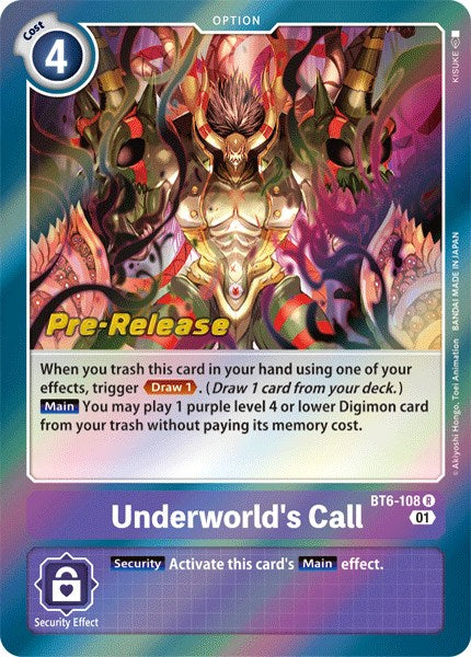 Underworld's Call [BT6-108] [Double Diamond Pre-Release Cards] - Just $0.90! Shop now at Retro Gaming of Denver