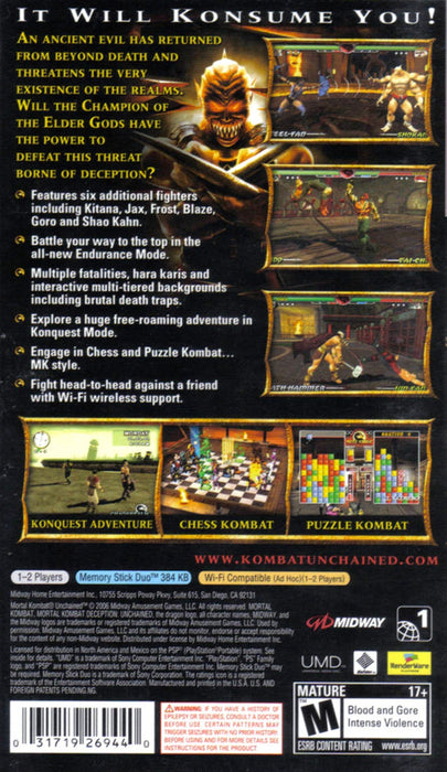 Mortal Kombat Unchained — PlayStation Portable (PSP) - for just $27.99! 