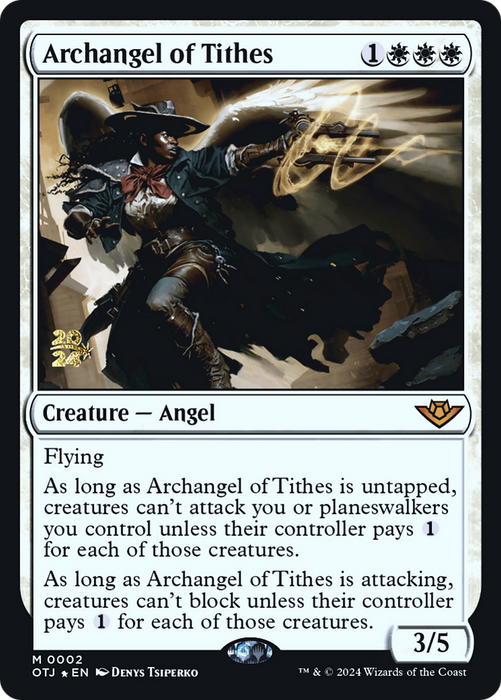 Archangel of Tithes (PRE-002) - Outlaws of Thunder Junction Promos Foil - for just $1.51! 