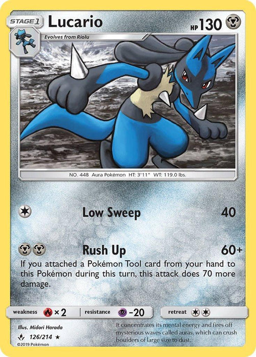 Lucario (126/214) (Theme Deck Exclusive) [Sun & Moon: Unbroken Bonds] - for just $0.35! 
