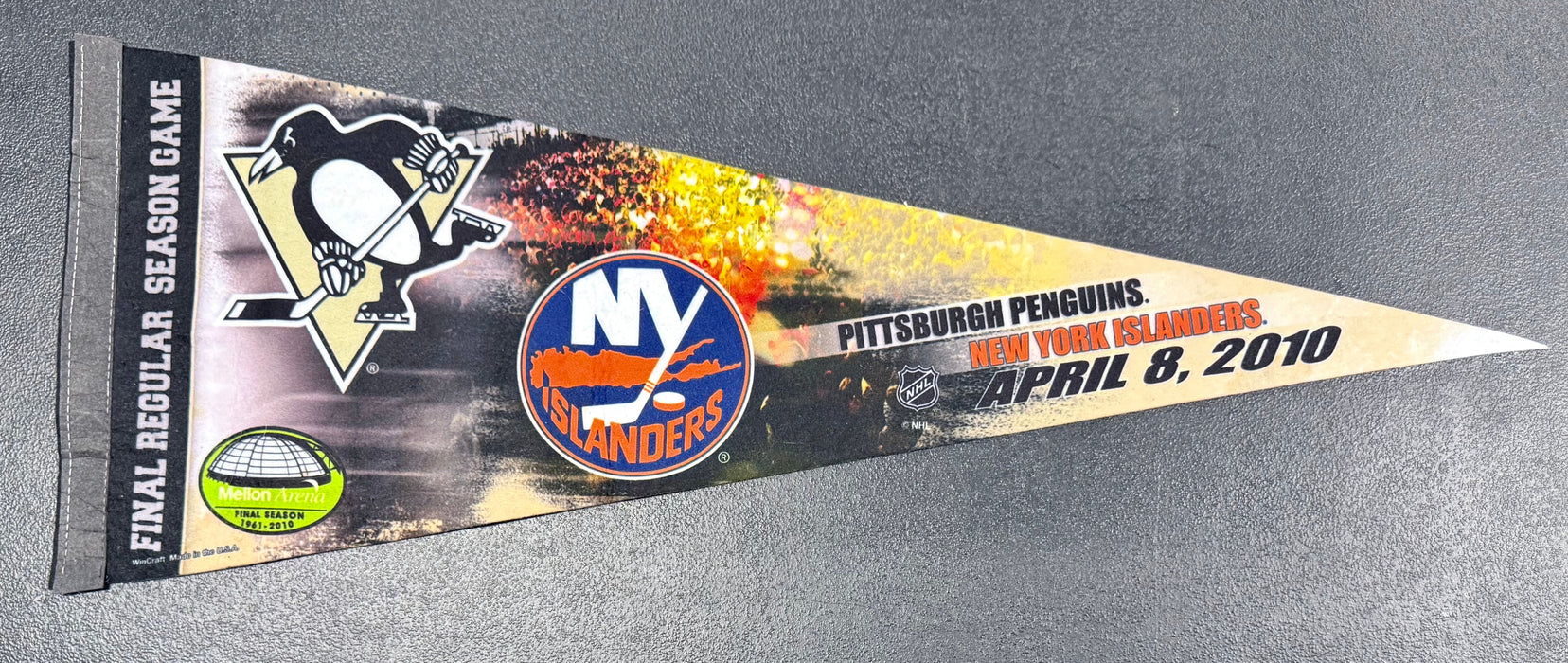 Pittsburgh Penguins Vs Islanders April 8, 2010 Final Regular Season Home Game Mellon Arena NHL Pennant - for just $25! 