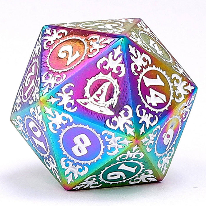 Wizard Solid Metal Polyhedral Dice Set - Rainbow with White - for just $39.99! 