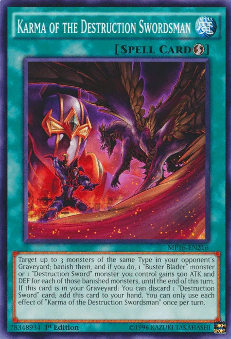 Karma of the Destruction Swordsman [MP16-EN216] Common - for just $0.10! 