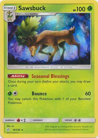 Sawsbuck (16/236) (Build & Battle Box Exclusive) [Sun & Moon: Cosmic Eclipse] - for just $0.10! 