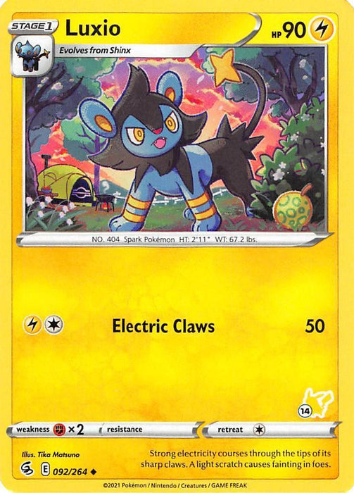 Luxio (092/264) (Pikachu Stamp #14) [Battle Academy 2022] - for just $0.10! 