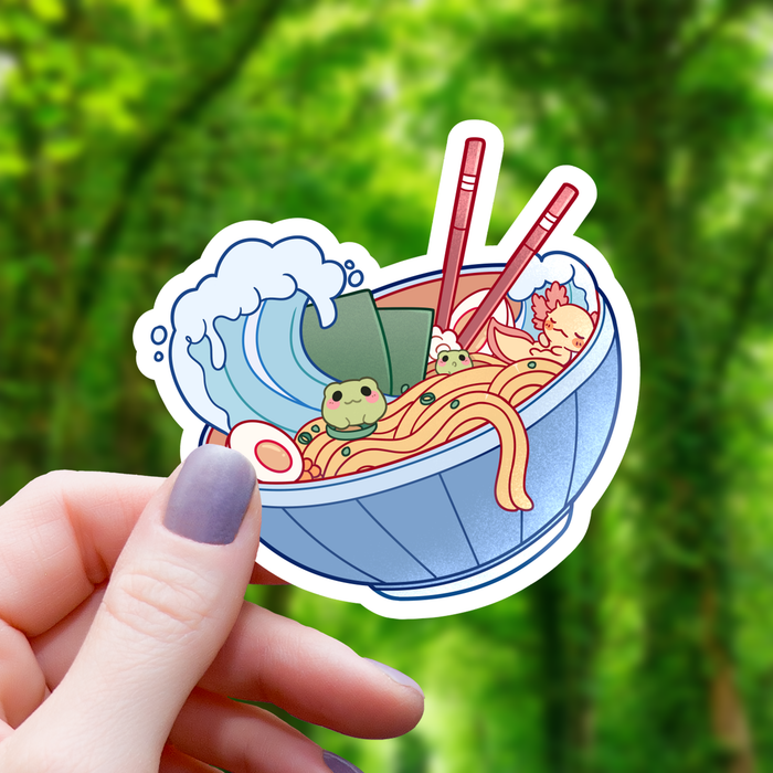 Frog and Axolotl Ramen Sticker - 3" - for just $3.50! 