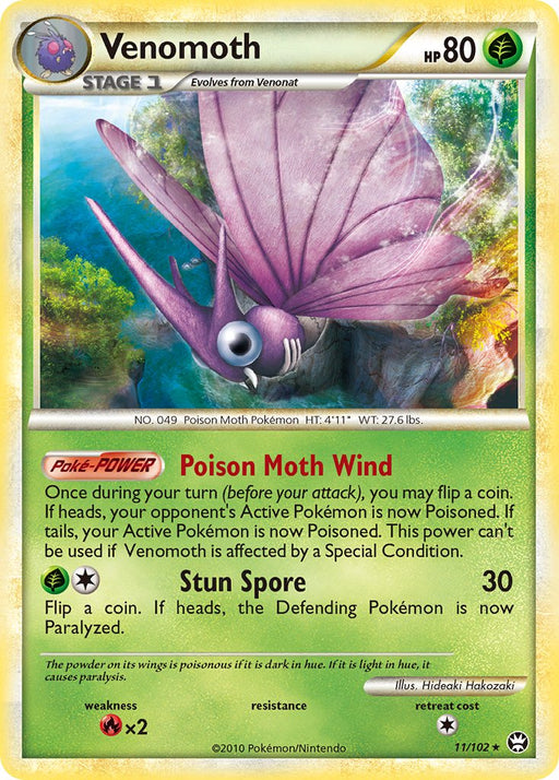 Venomoth (11/102) (Theme Deck Exclusive) [HeartGold & SoulSilver: Triumphant] - Just $1! Shop now at Retro Gaming of Denver