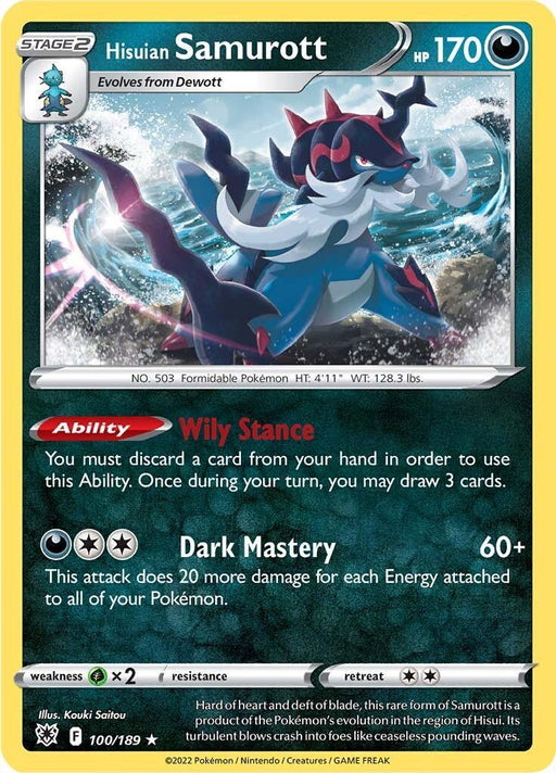Hisuian Samurott (100/189) (Theme Deck Exclusive) [Sword & Shield: Astral Radiance] - for just $0.15! 